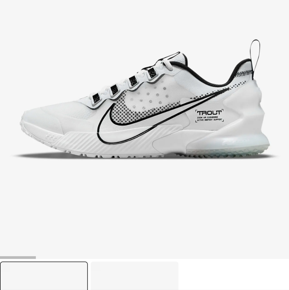 Nike Force Zoom Trout LTD Turf Shoes size 10 in White/Metallic Grey